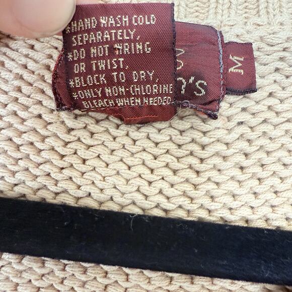 Vintage Robinson’s Cable Knit Sweater Vest Beige Tan 100% Cotton Size M Retro - Picture 4 of 4